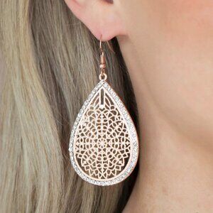 Paparazzi Jewelry Accessories - Fleur de Fantasy - Rose Gold Earrings - Vintage